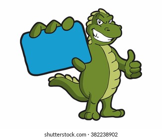 credit card dino mascot cartoon character