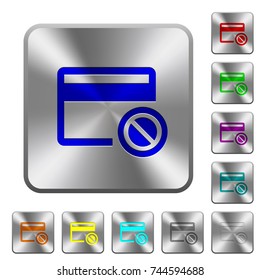 Credit card disabled engraved icons on rounded square glossy steel buttons