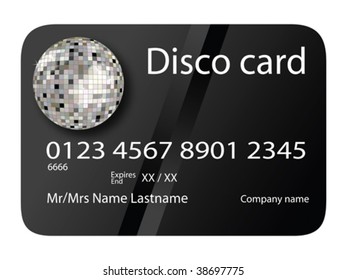 credit card disco black, vector art illustration; more credit cards in my gallery