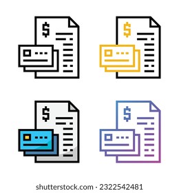 Credit card with document icon design in four variation color