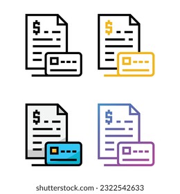 Credit card with document icon design in four variation color