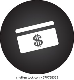 Credit card dollar simple icon on colorful round background