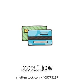 Credit Card Doodle Icon. Vector Business and Shopping Symbol.