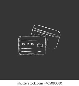 Credit card. Drawn in chalk icon.