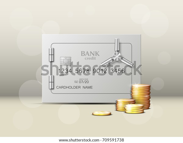 Credit Card Electronic Lock Picture Bank Stock Vector Royalty