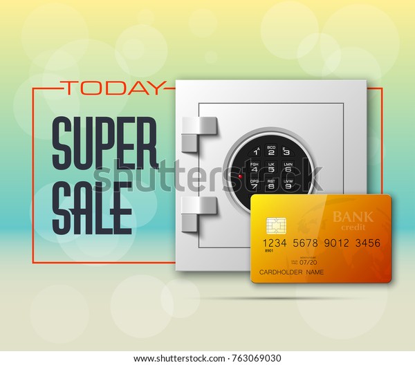 Credit Card Electronic Lock Picture Bank Stock Vector Royalty
