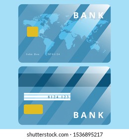 credit card elegant front back background object ith world map bank 