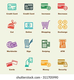 credit card elements, vector infographic icons