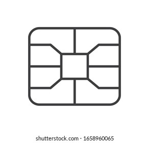 Credit Card EMV Chip Symbol. Digital Nfc Payment Technology. Microchip For Banking Card.