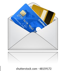 Tarjeta de crédito en un sobre. Ilustración del vector