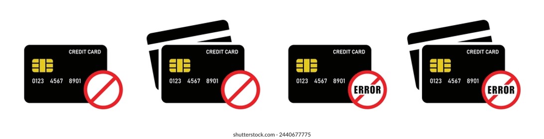 Credit card error icon. Money card blocked icon, vector illustration