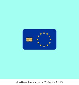 Credit card with European Union flag background for presentations and business stock vector. EU flag Debit Card vector design.