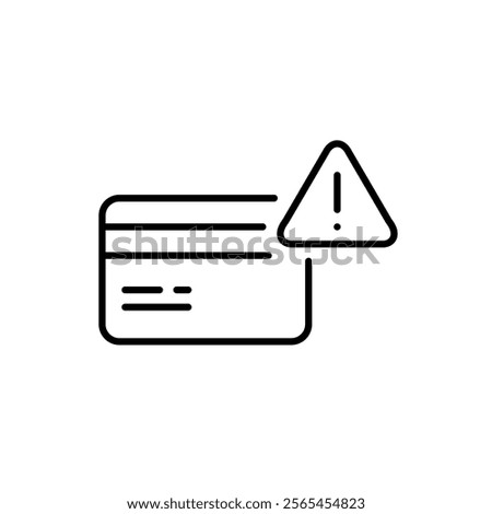 Credit card, exclamation mark and triangle. Payment warning, card declined alert. Pixel perfect vector icon
