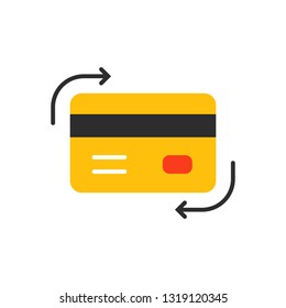 Credit Card For Fast Money Transfer. Concept Of Easy Banking Like Secure Payment Method Or Digital Pay. Flat Cartoon Simplify Style Modern Wealth Logotype Graphic Design Isolated On White Background