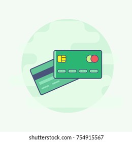 Credit card filled outline icon. Colorful vector illustration. Payment debit card vector sign