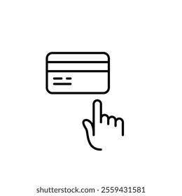 Credit card and finger click. Fast payment, quick checkout. Pixel perfect vector icon
