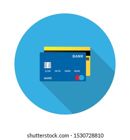 Credit card flat icon, front and back view.Vector illustration in a simple style with a falling shadow. 10 eps.