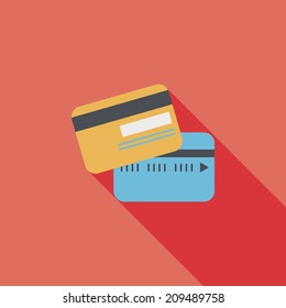 credit card flat icon with long shadow