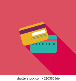 credit card flat icon with long shadow
