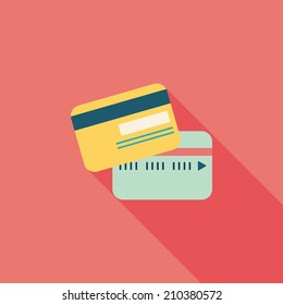 credit card flat icon with long shadow