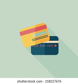 credit card flat icon with long shadow
