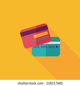 credit card flat icon with long shadow