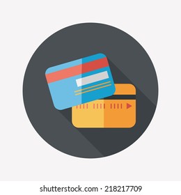 credit card flat icon with long shadow