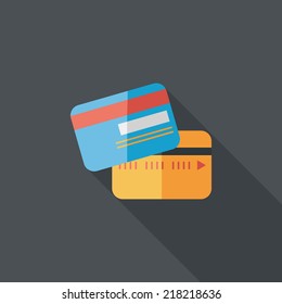credit card flat icon with long shadow