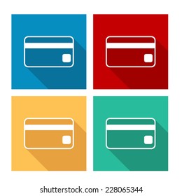 Credit card  - flat icon with long shadow