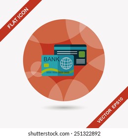 credit card flat icon with long shadow,eps10