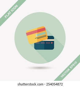 credit card flat icon with long shadow