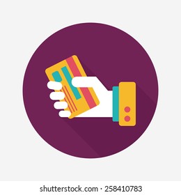 credit card flat icon with long shadow,eps10