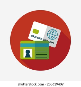 credit card flat icon with long shadow,eps10