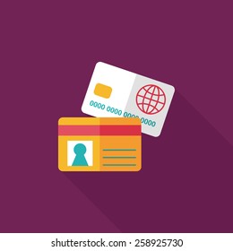 credit card flat icon with long shadow,eps10