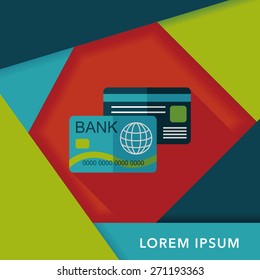 credit card flat icon with long shadow,eps10