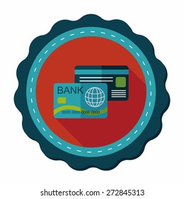credit card flat icon with long shadow,eps10