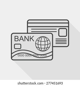 credit card flat icon with long shadow, line icon