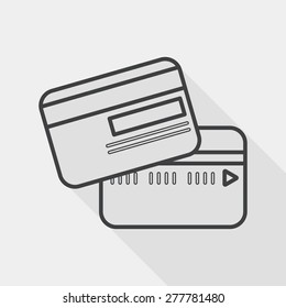 credit card flat icon with long shadow, line icon