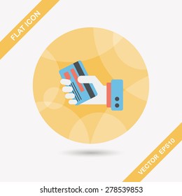 credit card flat icon with long shadow,eps10