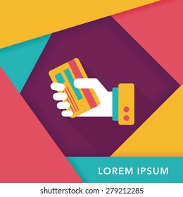 credit card flat icon with long shadow,eps10