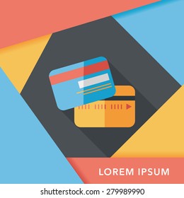 credit card flat icon with long shadow