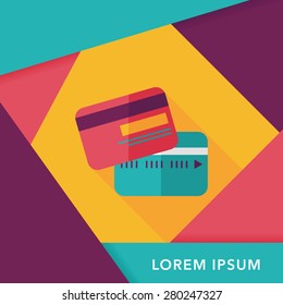 credit card flat icon with long shadow