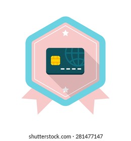 Credit card flat icon with long shadow on badge background,EPS 10