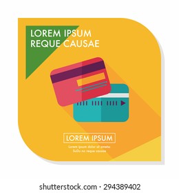 credit card flat icon with long shadow