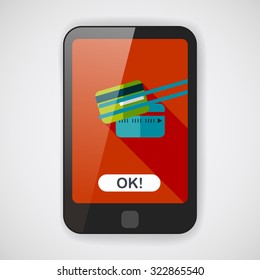 credit card flat icon with long shadow