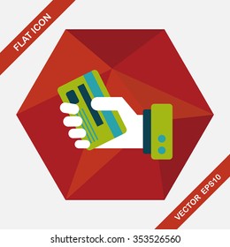 credit card flat icon with long shadow,eps10