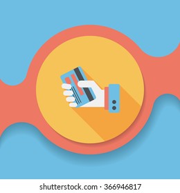 credit card flat icon with long shadow,eps10