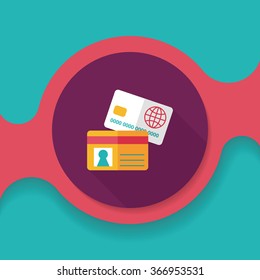 credit card flat icon with long shadow,eps10