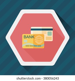credit card flat icon with long shadow,eps10