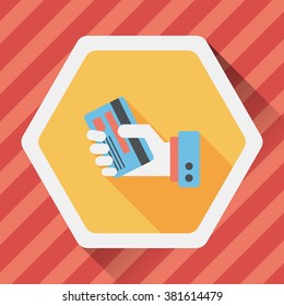 credit card flat icon with long shadow,eps10
